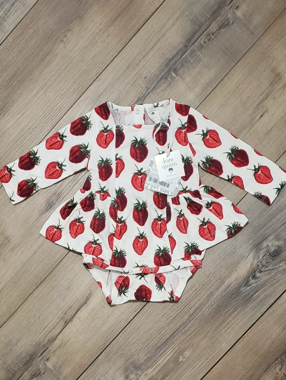 Kate Quinn Long Sleeve Ballerina Bubble In Strawberry Size 6-12 Months NWT